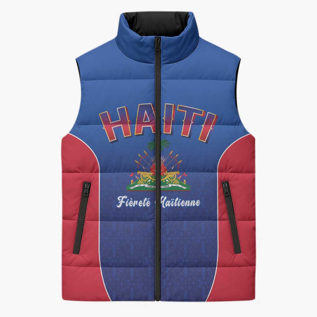 World Football Haiti 2026 Sleeveless Puffer Jacket Haiti est de Retour Blue Voodoo Veve Spirits - Wonder Print Shop