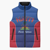 World Football Haiti 2026 Sleeveless Puffer Jacket Haiti est de Retour Blue Voodoo Veve Spirits - Wonder Print Shop