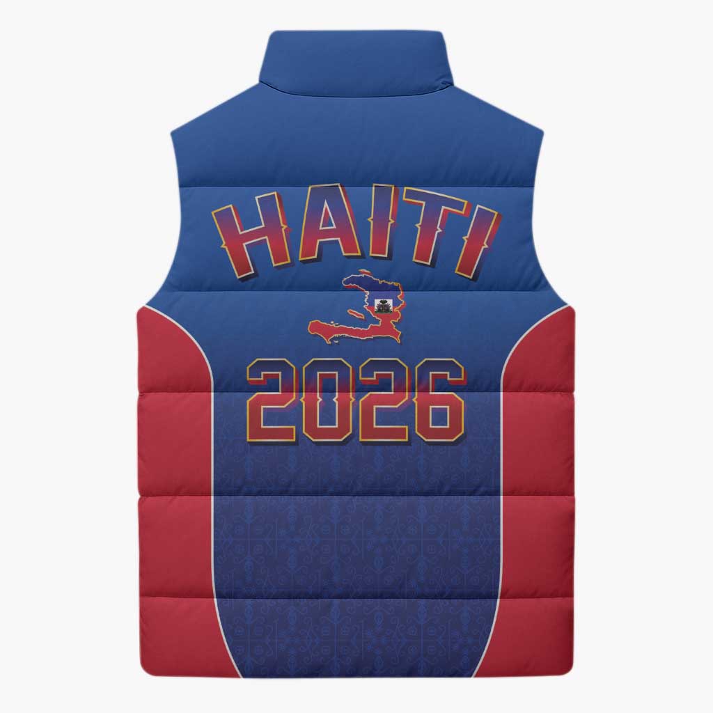 World Football Haiti 2026 Sleeveless Puffer Jacket Haiti est de Retour Blue Voodoo Veve Spirits - Wonder Print Shop