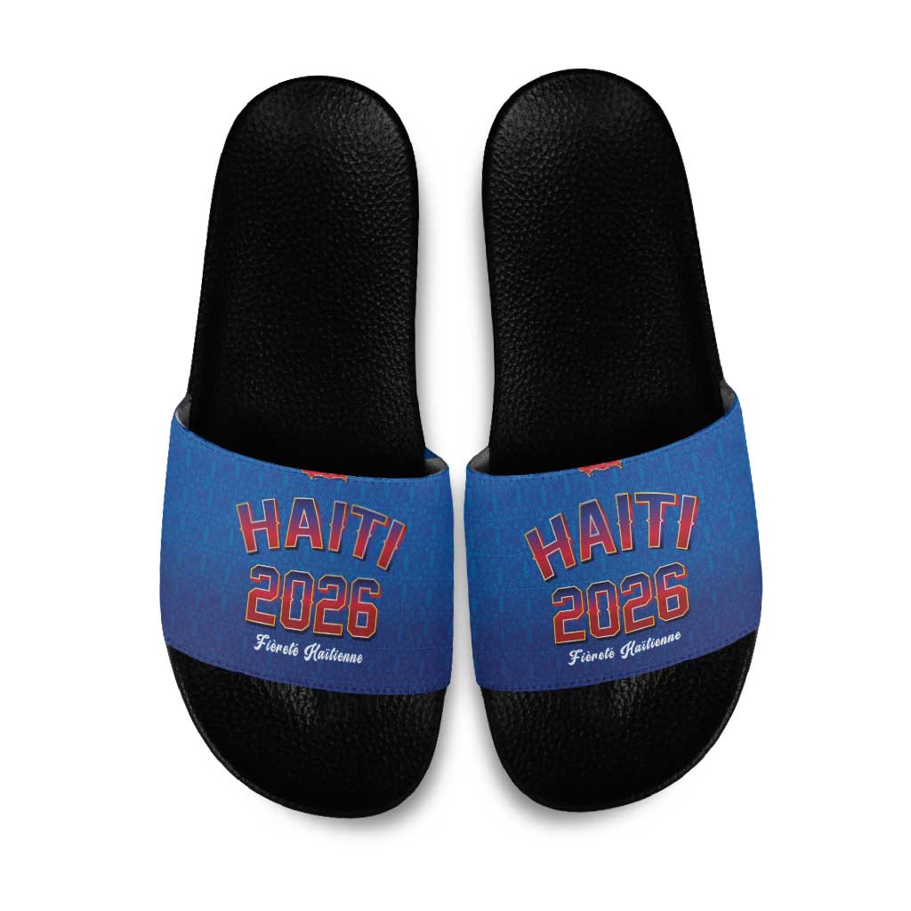 World Football Haiti 2026 Slide Sandals Haiti est de Retour Blue Voodoo Veve Spirits - Wonder Print Shop