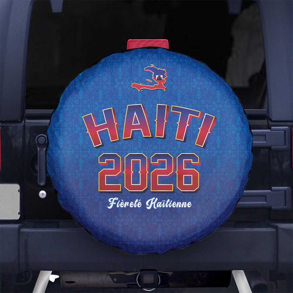 World Football Haiti 2026 Spare Tire Cover Haiti est de Retour Blue Voodoo Veve Spirits - Wonder Print Shop