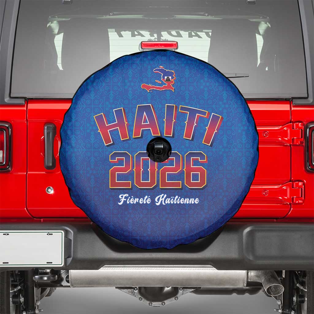 World Football Haiti 2026 Spare Tire Cover Haiti est de Retour Blue Voodoo Veve Spirits - Wonder Print Shop