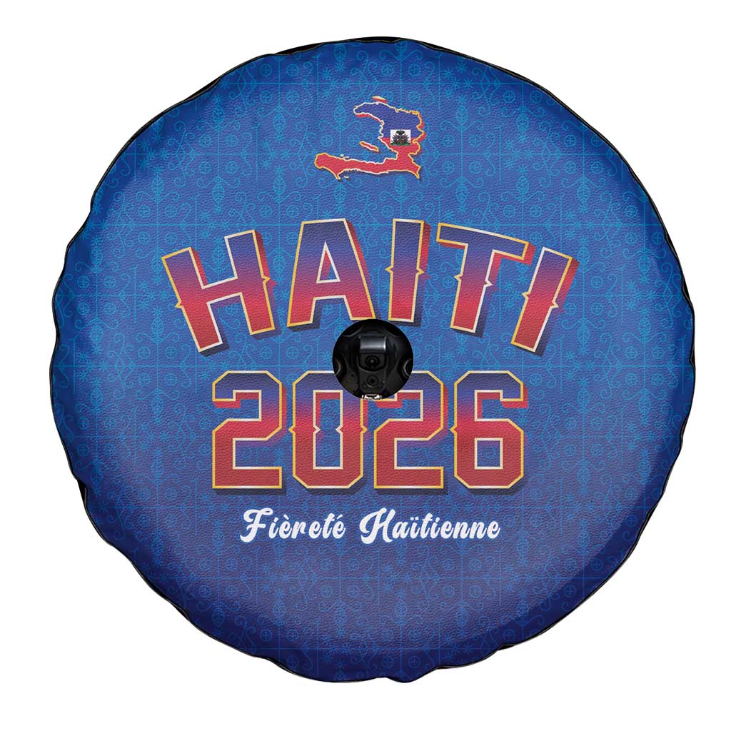 World Football Haiti 2026 Spare Tire Cover Haiti est de Retour Blue Voodoo Veve Spirits - Wonder Print Shop