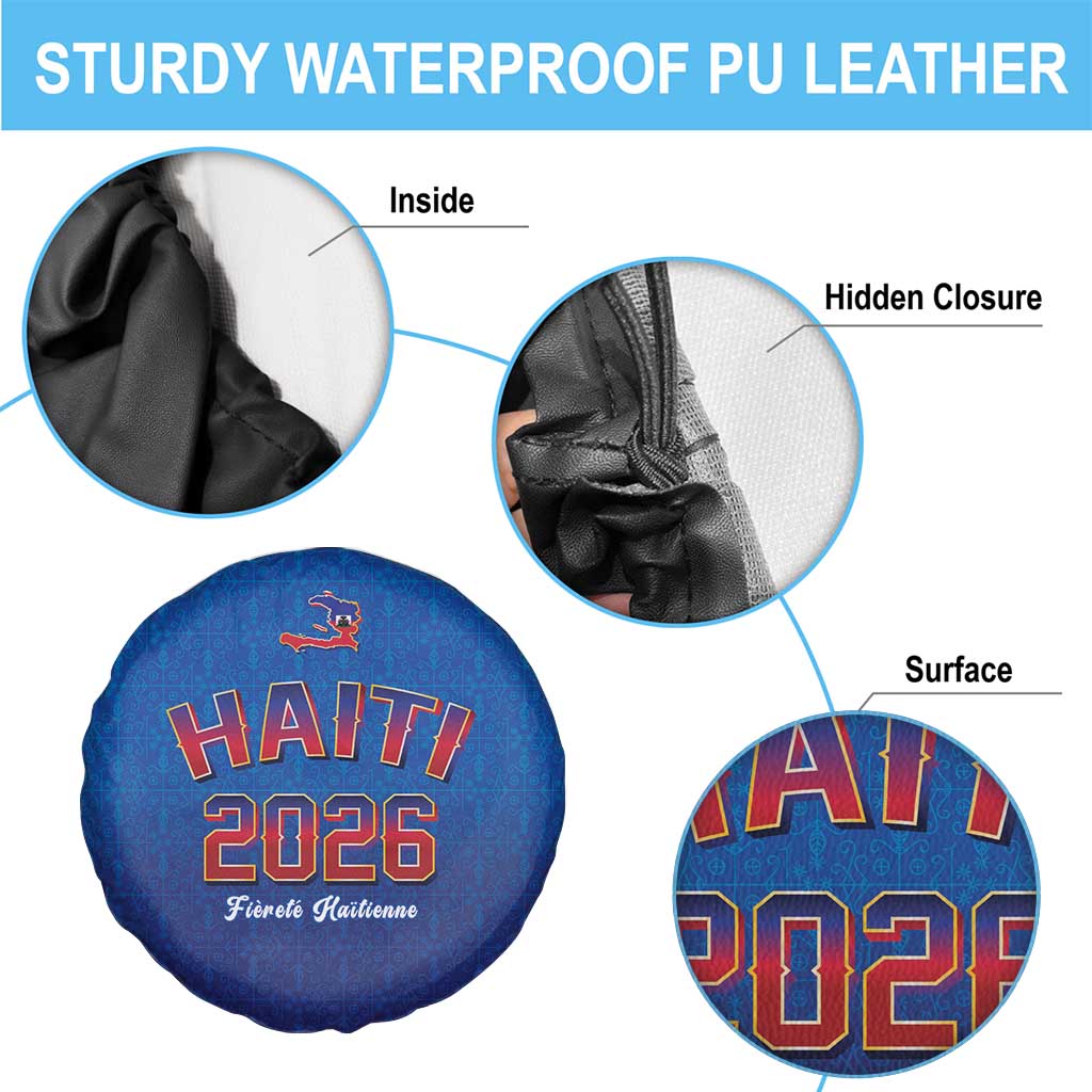 World Football Haiti 2026 Spare Tire Cover Haiti est de Retour Blue Voodoo Veve Spirits - Wonder Print Shop