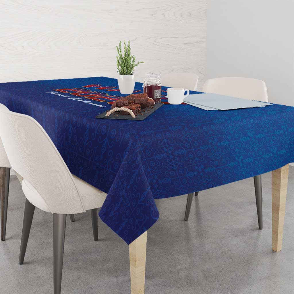 World Football Haiti 2026 Tablecloth Haiti est de Retour Blue Voodoo Veve Spirits - Wonder Print Shop