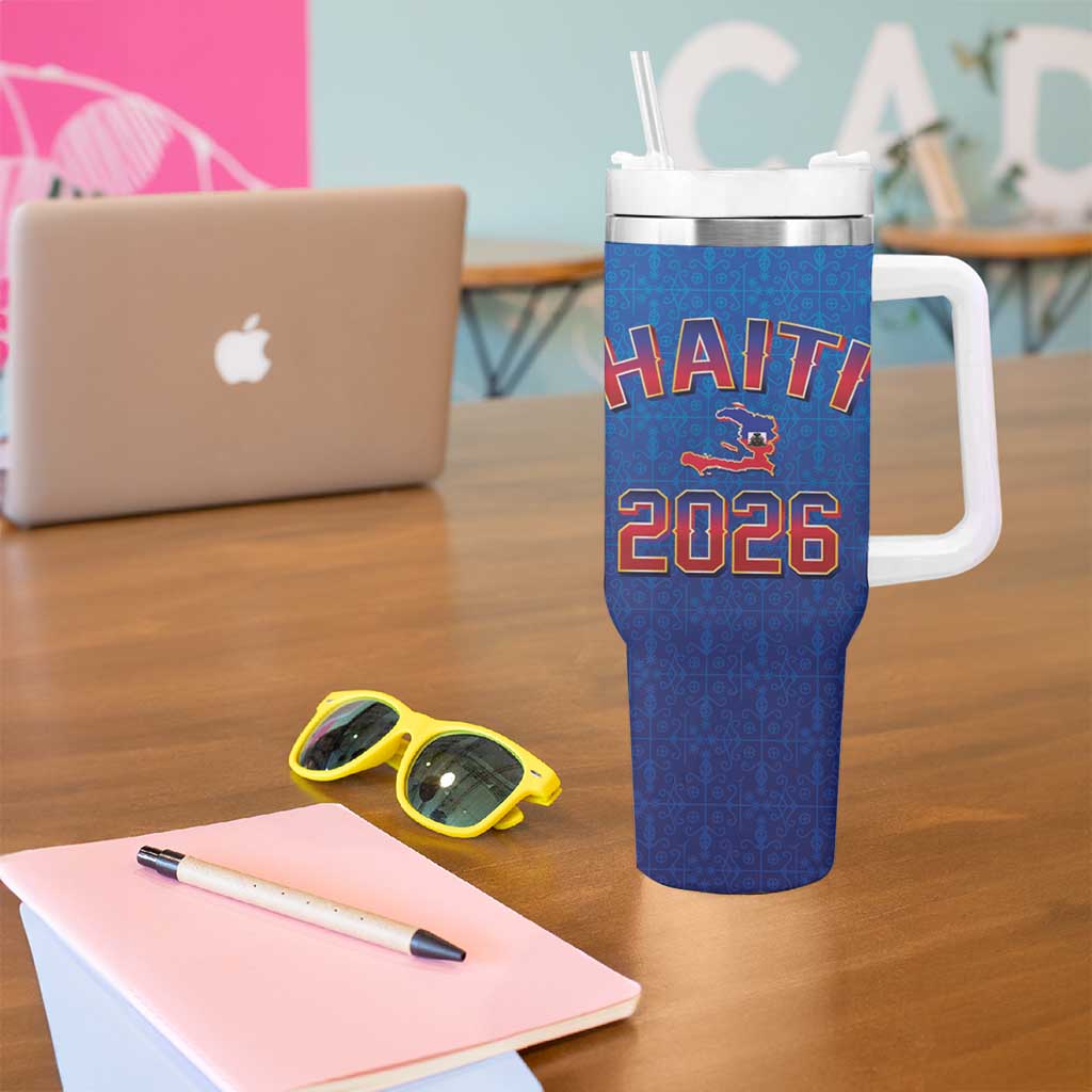 World Football Haiti 2026 Tumbler With Handle Haiti est de Retour Blue Voodoo Veve Spirits - Wonder Print Shop