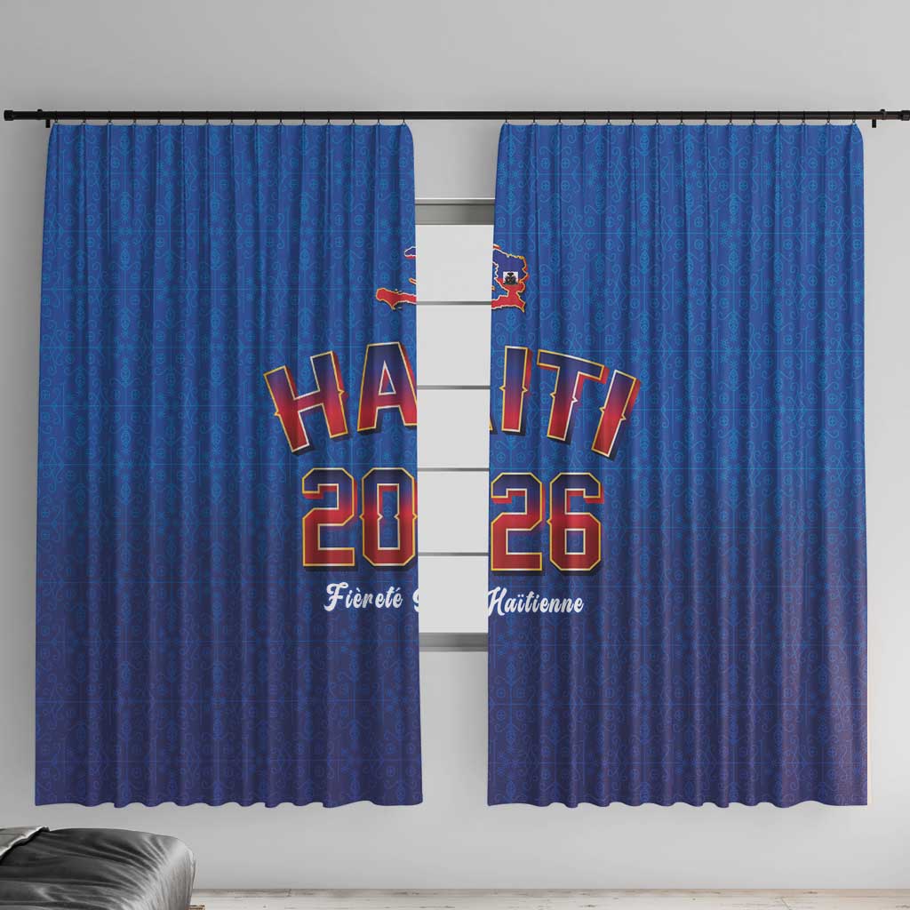 World Football Haiti 2026 Window Curtain Haiti est de Retour Blue Voodoo Veve Spirits - Wonder Print Shop