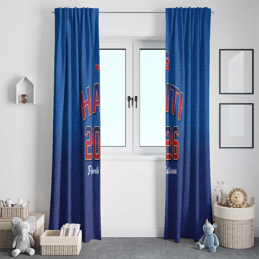 World Football Haiti 2026 Window Curtain Haiti est de Retour Blue Voodoo Veve Spirits - Wonder Print Shop