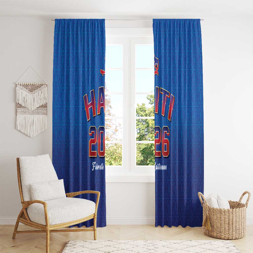 World Football Haiti 2026 Window Curtain Haiti est de Retour Blue Voodoo Veve Spirits - Wonder Print Shop