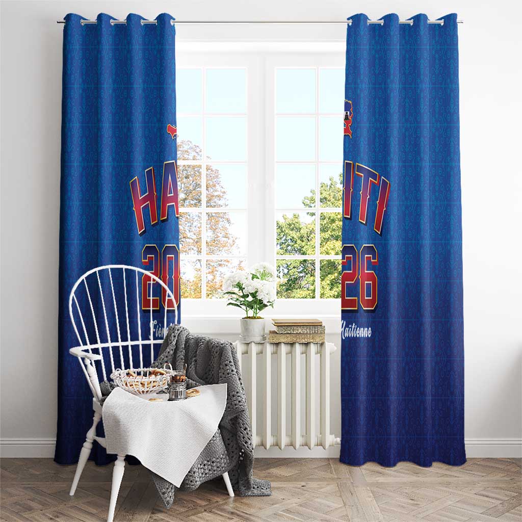 World Football Haiti 2026 Window Curtain Haiti est de Retour Blue Voodoo Veve Spirits - Wonder Print Shop