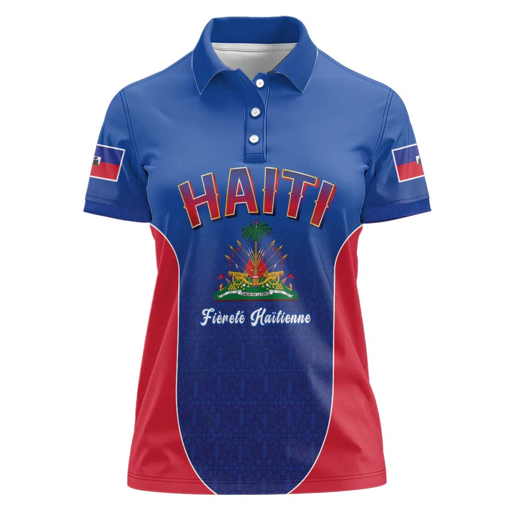 World Football Haiti 2026 Women Polo Shirt Haiti est de Retour Blue Voodoo Veve Spirits - Wonder Print Shop