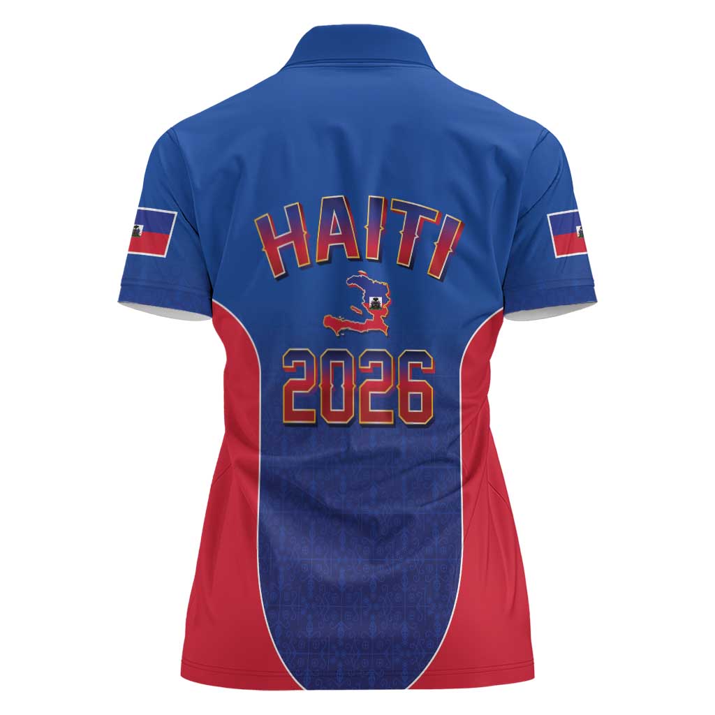 World Football Haiti 2026 Women Polo Shirt Haiti est de Retour Blue Voodoo Veve Spirits - Wonder Print Shop
