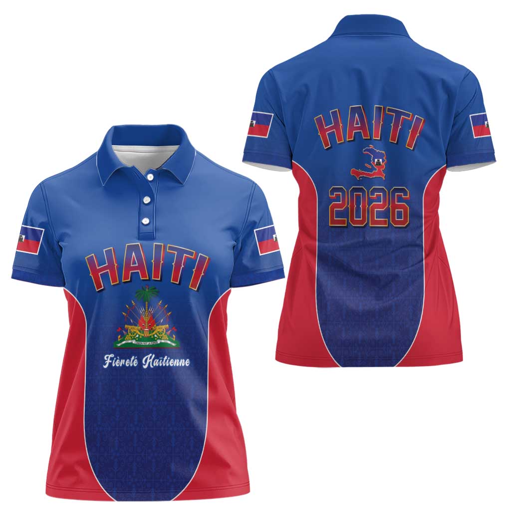 World Football Haiti 2026 Women Polo Shirt Haiti est de Retour Blue Voodoo Veve Spirits - Wonder Print Shop