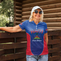 World Football Haiti 2026 Women Polo Shirt Haiti est de Retour Blue Voodoo Veve Spirits - Wonder Print Shop