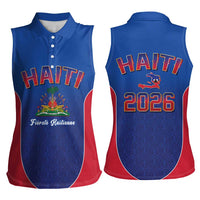 World Football Haiti 2026 Women Sleeveless Polo Shirt Haiti est de Retour Blue Voodoo Veve Spirits - Wonder Print Shop