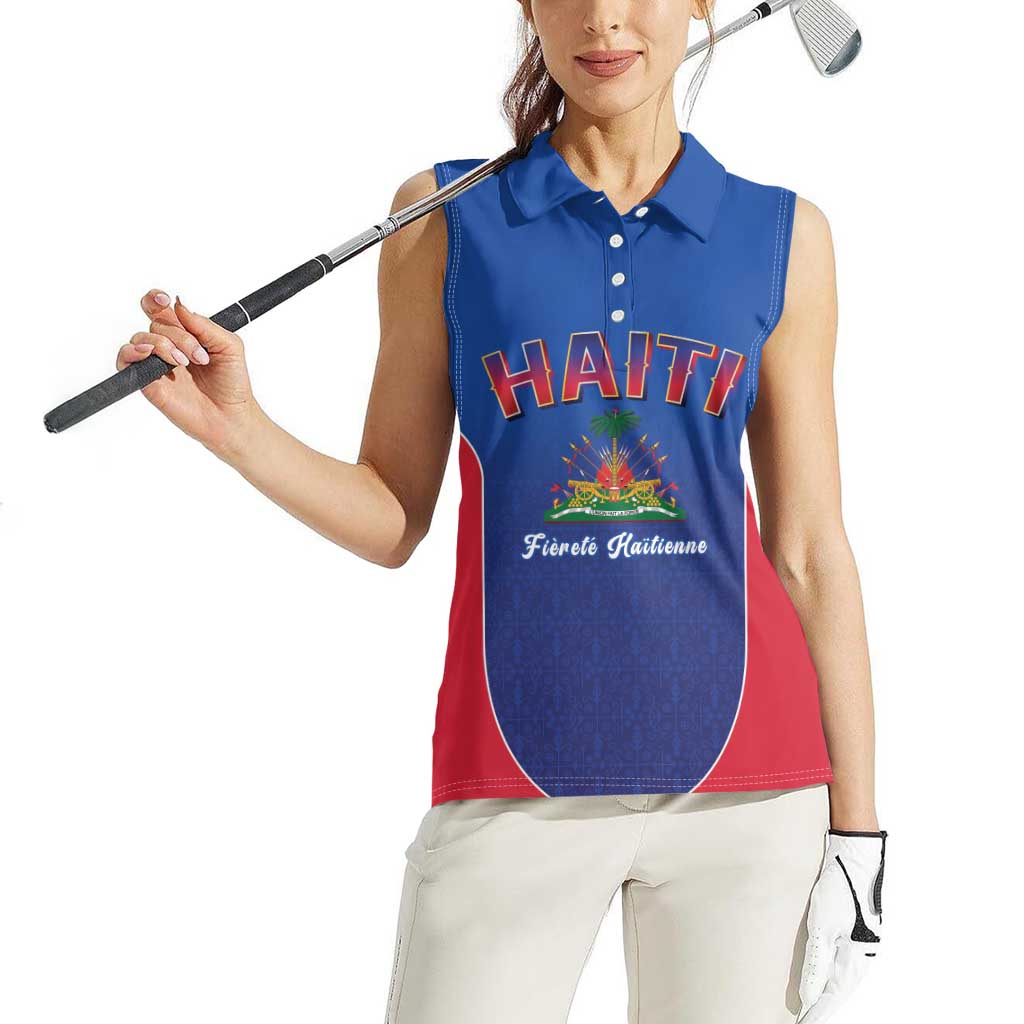 World Football Haiti 2026 Women Sleeveless Polo Shirt Haiti est de Retour Blue Voodoo Veve Spirits - Wonder Print Shop