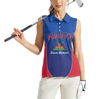 World Football Haiti 2026 Women Sleeveless Polo Shirt Haiti est de Retour Blue Voodoo Veve Spirits - Wonder Print Shop