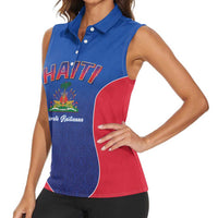 World Football Haiti 2026 Women Sleeveless Polo Shirt Haiti est de Retour Blue Voodoo Veve Spirits - Wonder Print Shop