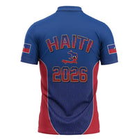 World Football Haiti 2026 Zipper Polo Shirt Haiti est de Retour Blue Voodoo Veve Spirits - Wonder Print Shop