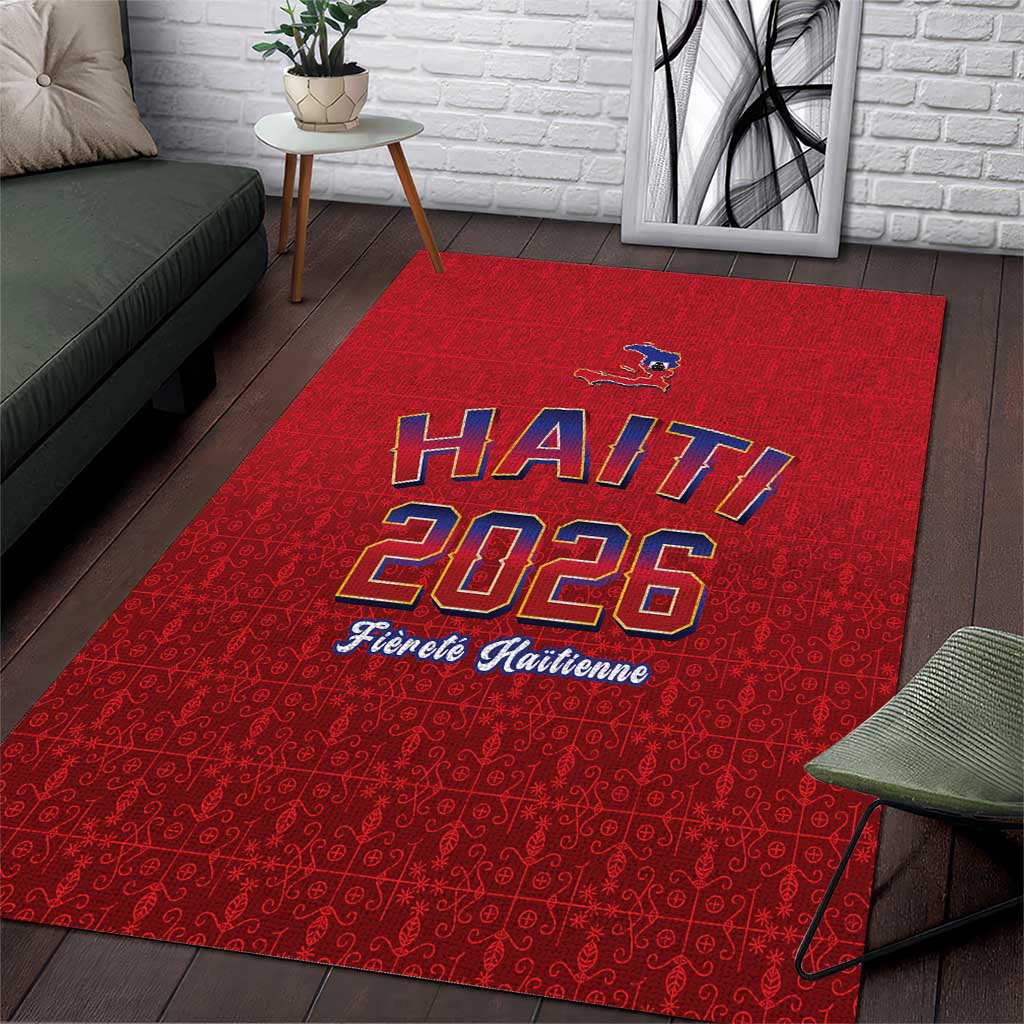 World Football Haiti 2026 Area Rug Haiti est de Retour Red Voodoo Veve Spirits - Wonder Print Shop