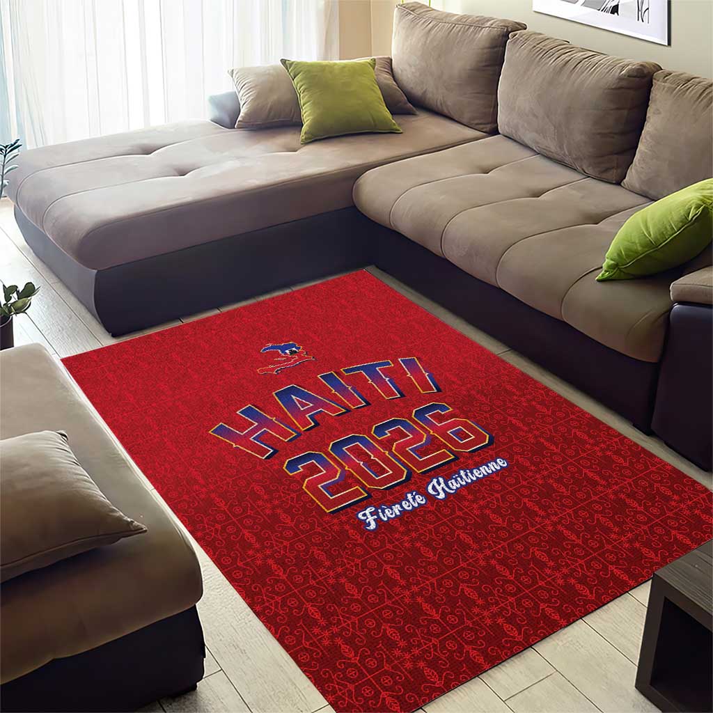 World Football Haiti 2026 Area Rug Haiti est de Retour Red Voodoo Veve Spirits - Wonder Print Shop
