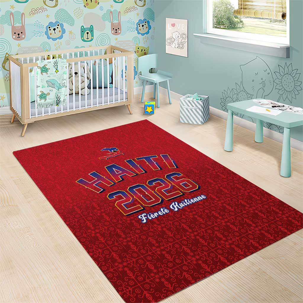 World Football Haiti 2026 Area Rug Haiti est de Retour Red Voodoo Veve Spirits - Wonder Print Shop