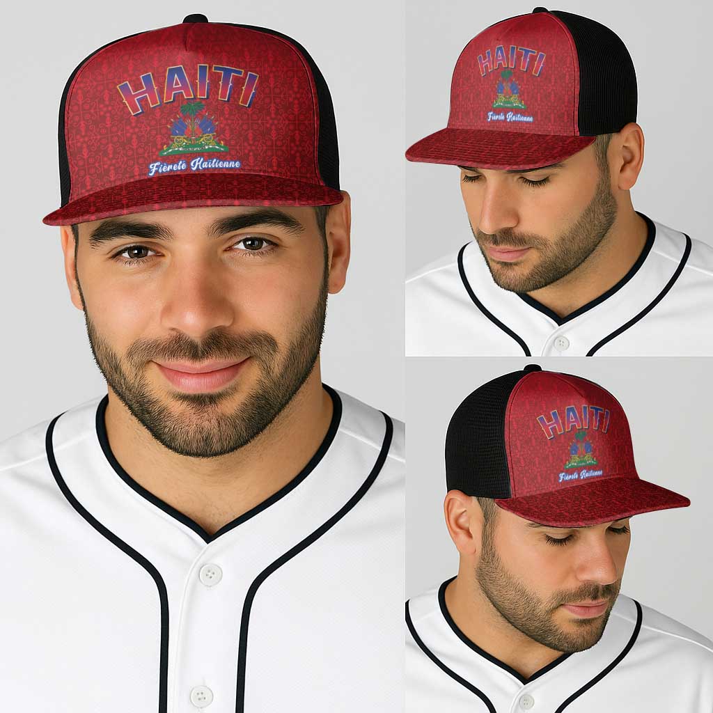 World Football Haiti 2026 Baseball Net Cap Haiti est de Retour Red Voodoo Veve Spirits - Wonder Print Shop