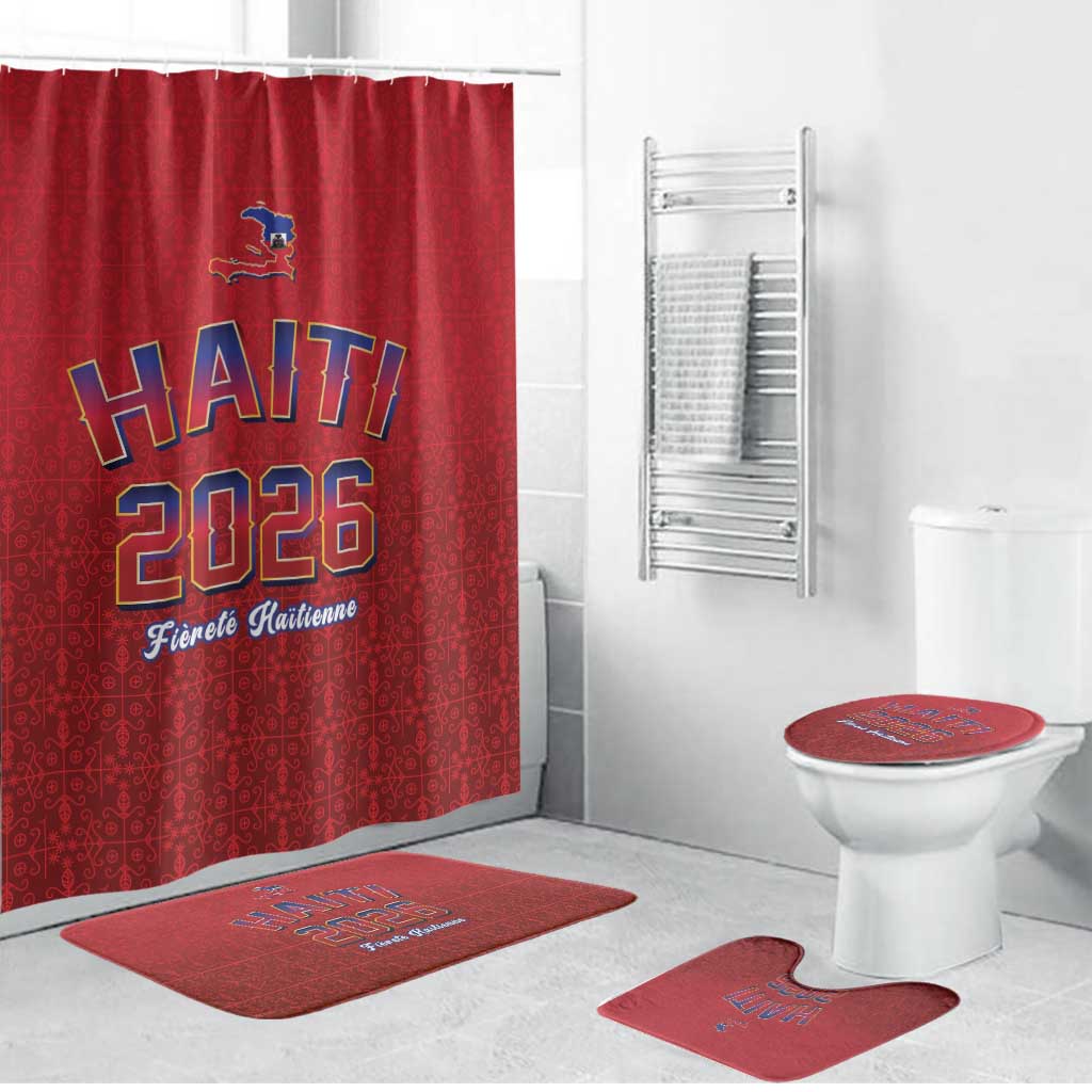 World Football Haiti 2026 Bathroom Set Haiti est de Retour Red Voodoo Veve Spirits - Wonder Print Shop
