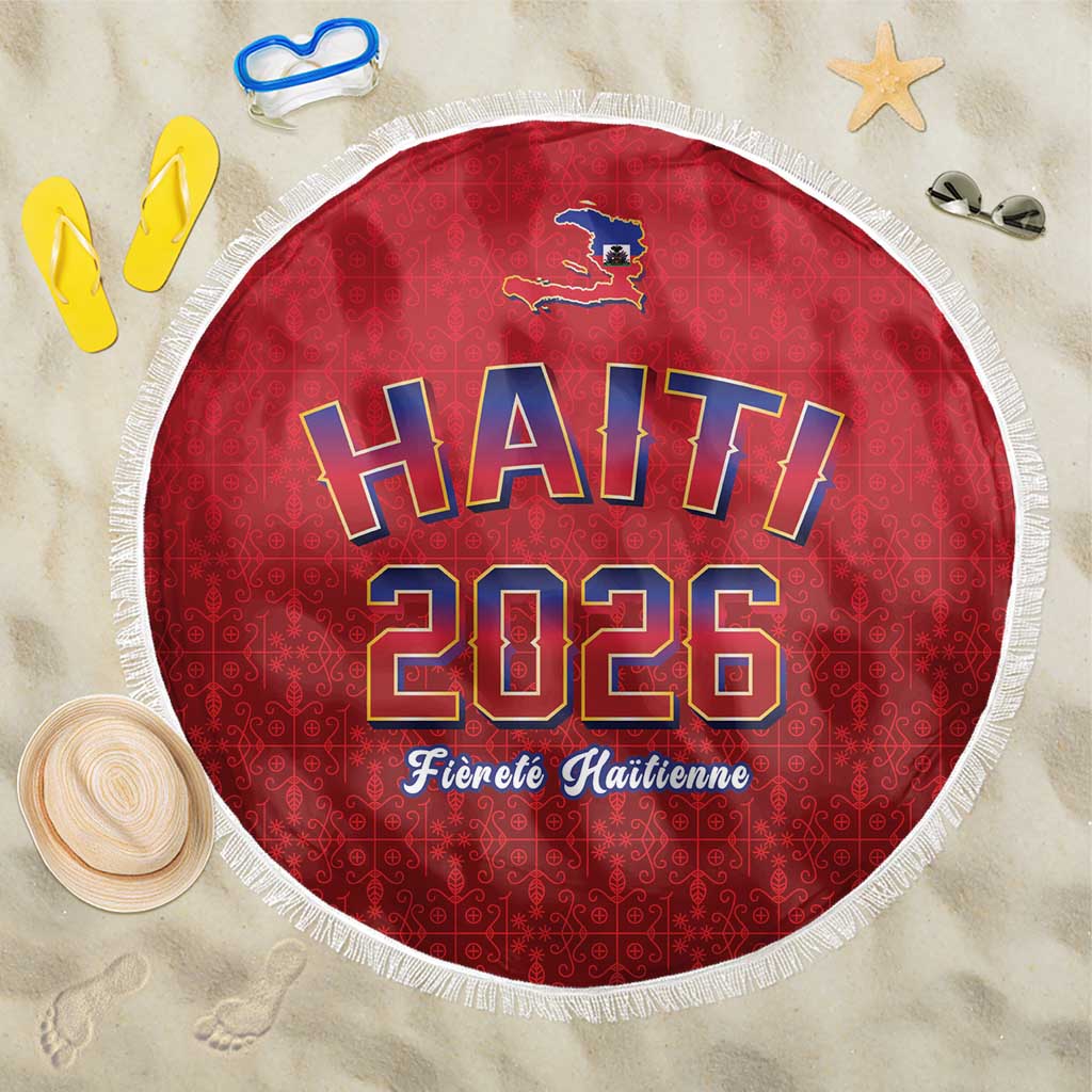 World Football Haiti 2026 Beach Blanket Haiti est de Retour Red Voodoo Veve Spirits - Wonder Print Shop