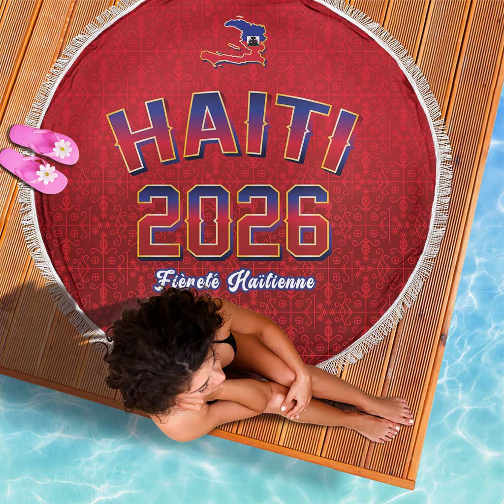 World Football Haiti 2026 Beach Blanket Haiti est de Retour Red Voodoo Veve Spirits - Wonder Print Shop