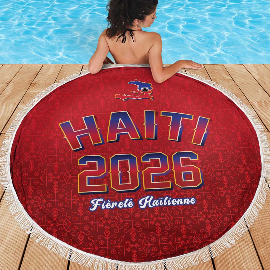 World Football Haiti 2026 Beach Blanket Haiti est de Retour Red Voodoo Veve Spirits - Wonder Print Shop