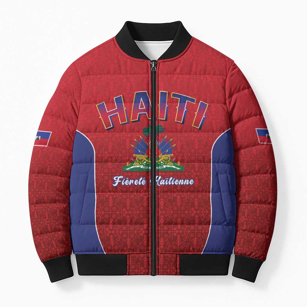 World Football Haiti 2026 Bomber Puffer Jacket Haiti est de Retour Red Voodoo Veve Spirits - Wonder Print Shop