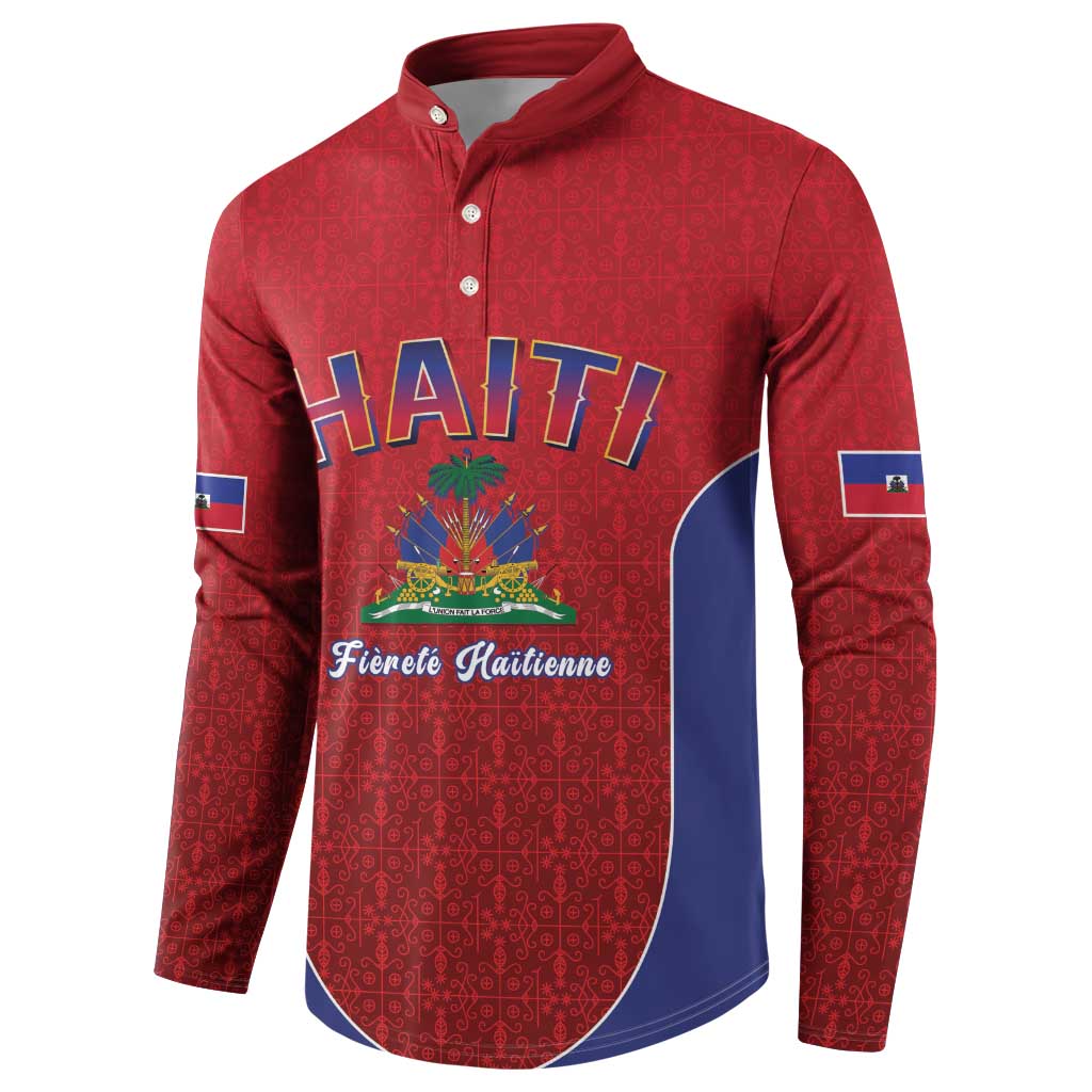 World Football Haiti 2026 Button Sweatshirt Haiti est de Retour Red Voodoo Veve Spirits - Wonder Print Shop