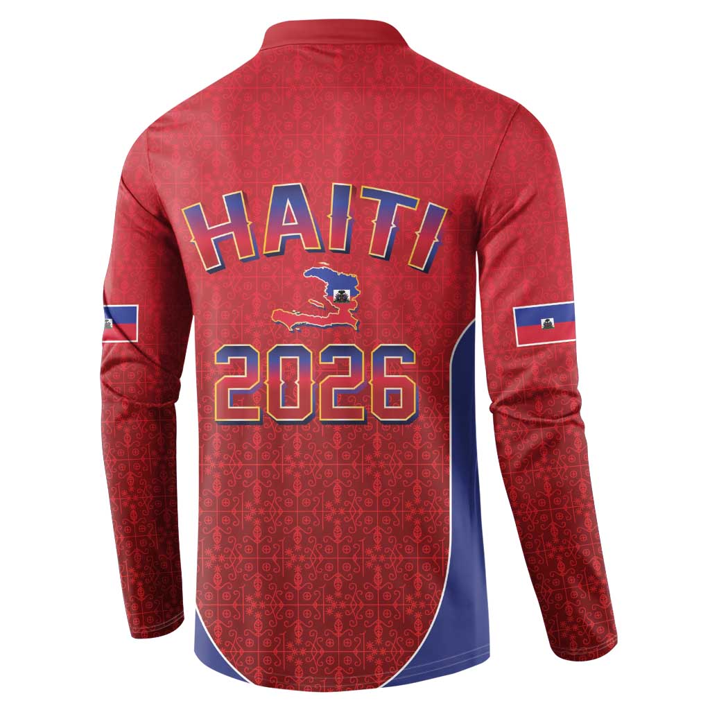 World Football Haiti 2026 Button Sweatshirt Haiti est de Retour Red Voodoo Veve Spirits - Wonder Print Shop