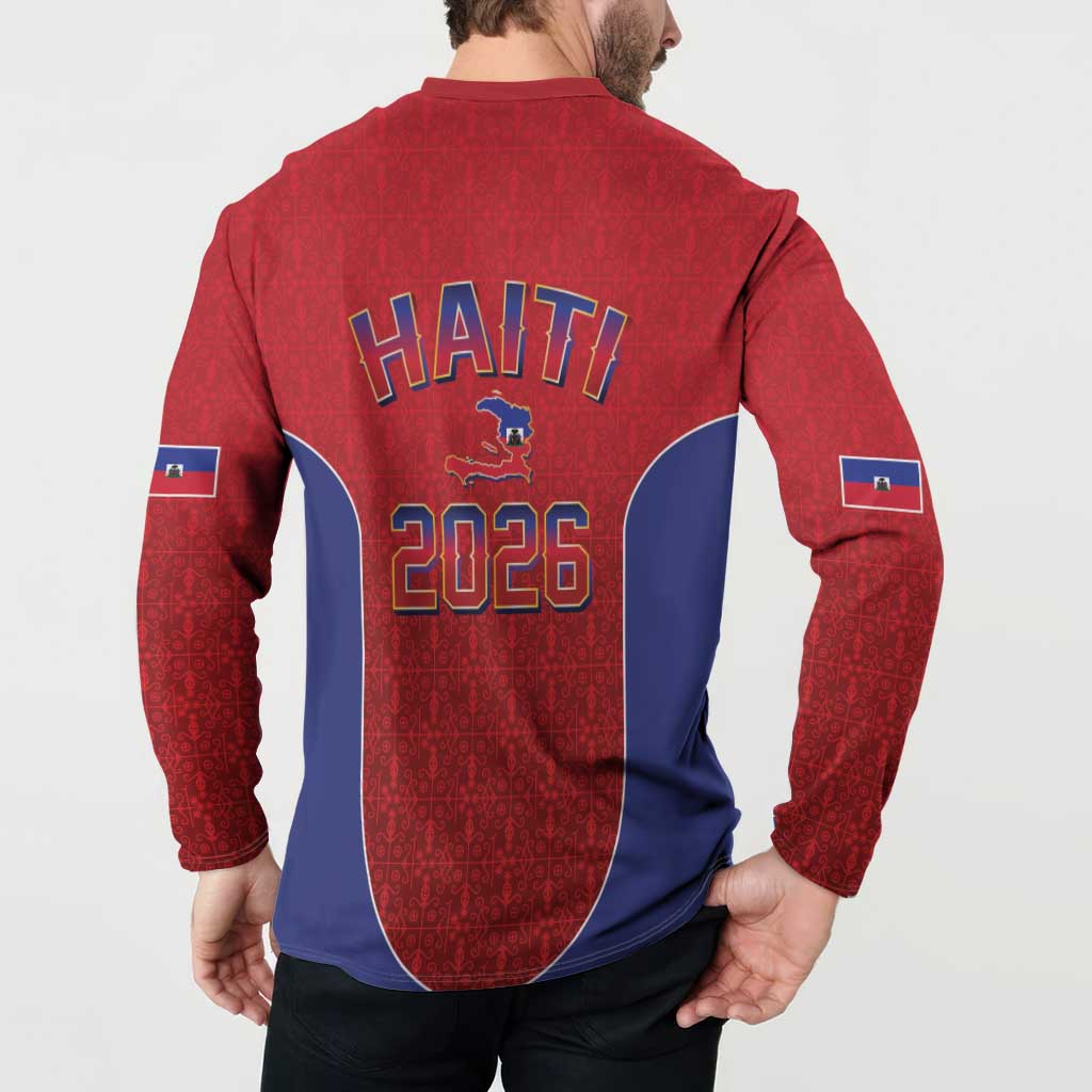 World Football Haiti 2026 Button Sweatshirt Haiti est de Retour Red Voodoo Veve Spirits - Wonder Print Shop