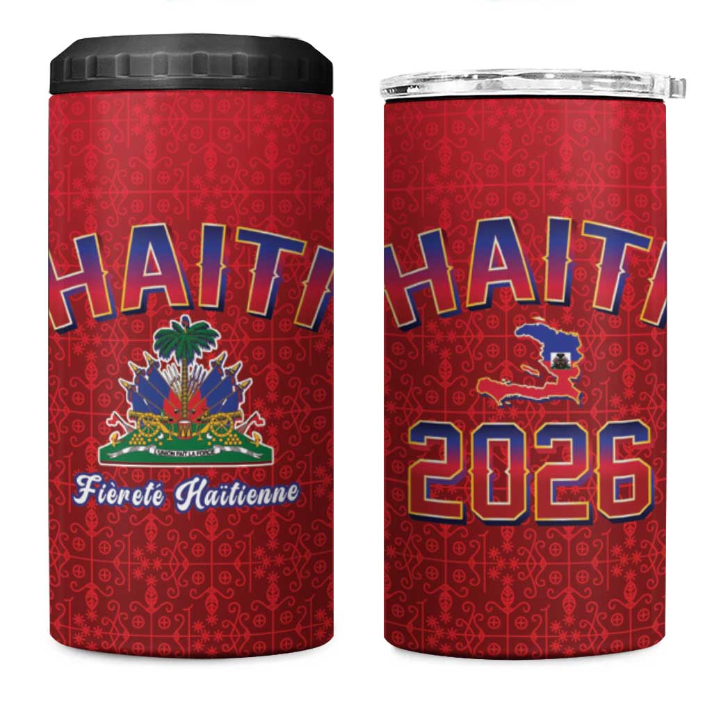 World Football Haiti 2026 4 in 1 Can Cooler Tumbler Haiti est de Retour Red Voodoo Veve Spirits - Wonder Print Shop