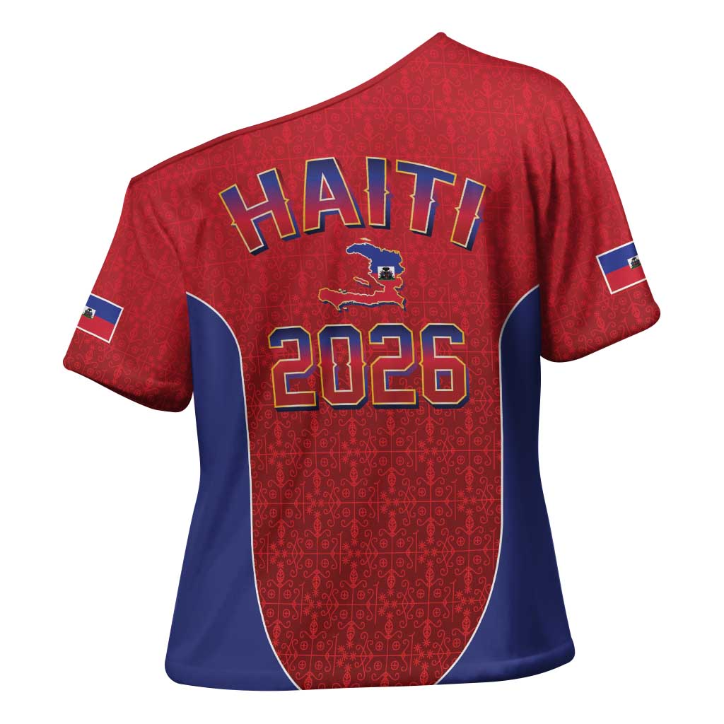World Football Haiti 2026 Cross Shoulder Shirt Haiti est de Retour Red Voodoo Veve Spirits - Wonder Print Shop