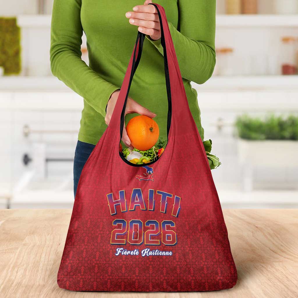 World Football Haiti 2026 Grocery Bag Haiti est de Retour Red Voodoo Veve Spirits - Wonder Print Shop