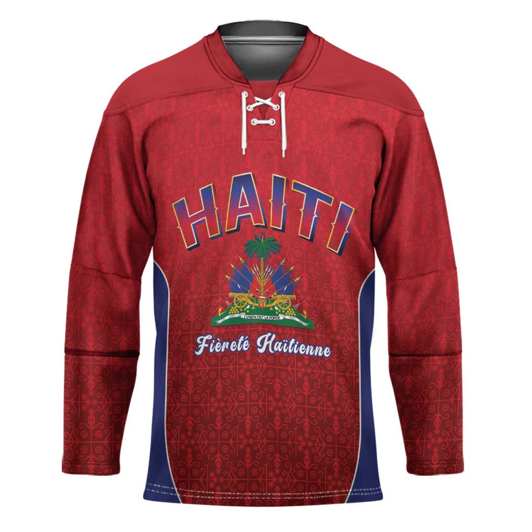 World Football Haiti 2026 Hockey Jersey Haiti est de Retour Red Voodoo Veve Spirits - Wonder Print Shop