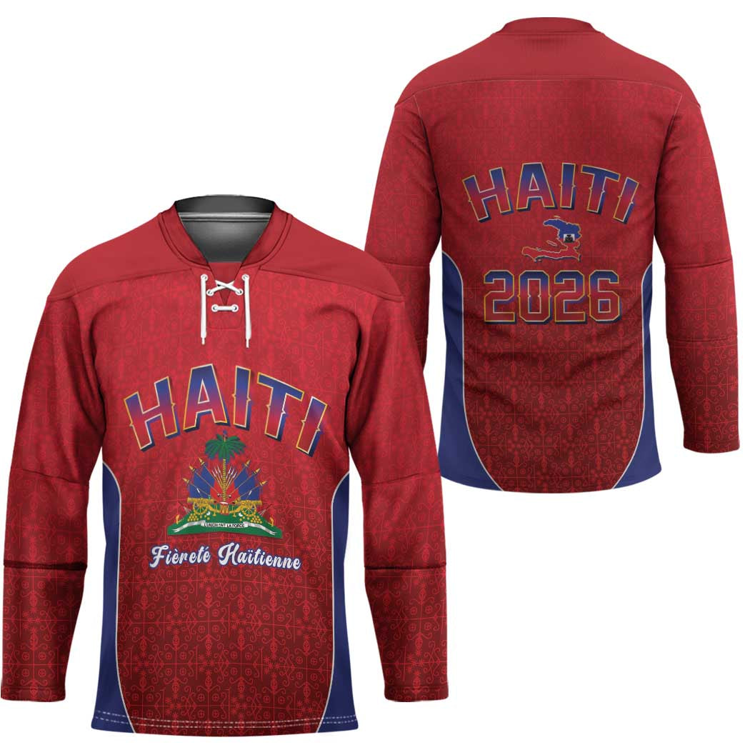 World Football Haiti 2026 Hockey Jersey Haiti est de Retour Red Voodoo Veve Spirits - Wonder Print Shop