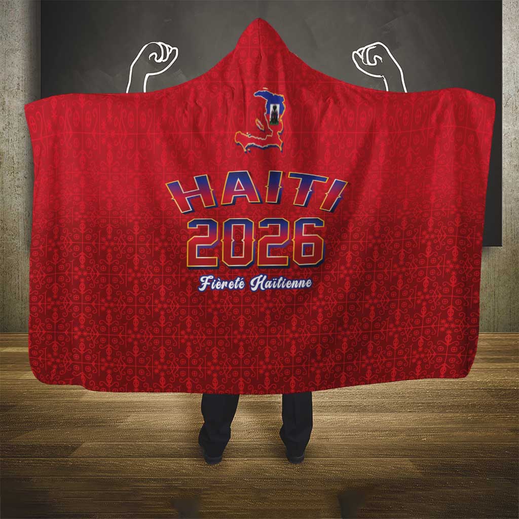 World Football Haiti 2026 Hooded Blanket Haiti est de Retour Red Voodoo Veve Spirits - Wonder Print Shop