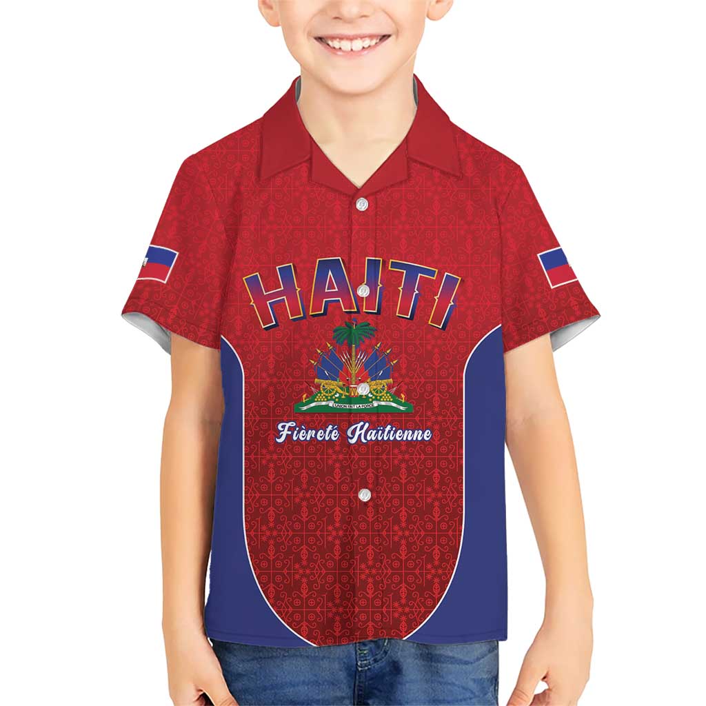 World Football Haiti 2026 Kid Hawaiian Shirt Haiti est de Retour Red Voodoo Veve Spirits - Wonder Print Shop