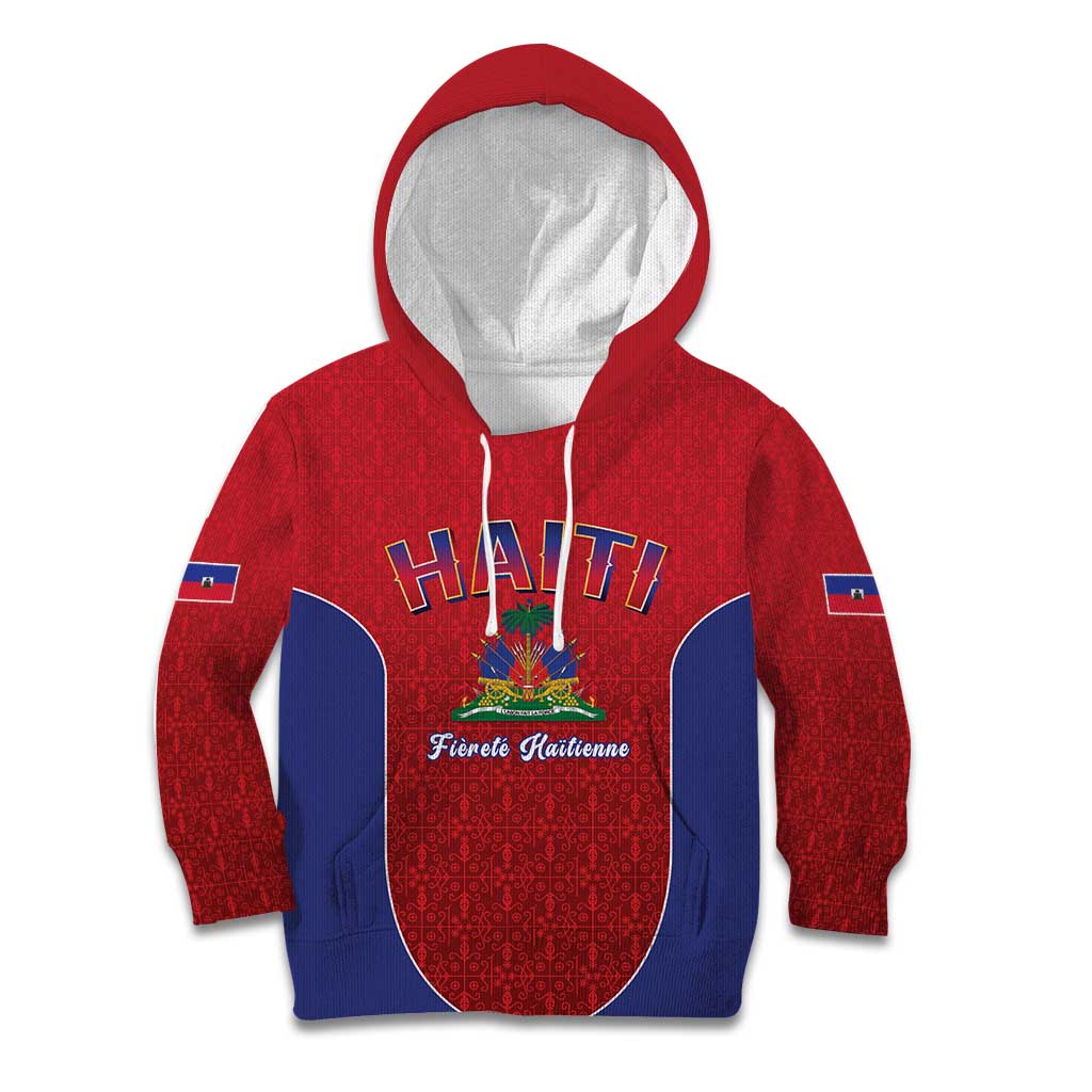 World Football Haiti 2026 Kid Hoodie Haiti est de Retour Red Voodoo Veve Spirits - Wonder Print Shop
