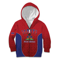 World Football Haiti 2026 Kid Hoodie Haiti est de Retour Red Voodoo Veve Spirits - Wonder Print Shop