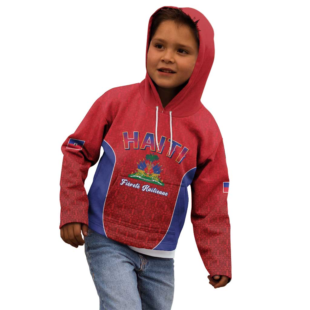 World Football Haiti 2026 Kid Hoodie Haiti est de Retour Red Voodoo Veve Spirits - Wonder Print Shop