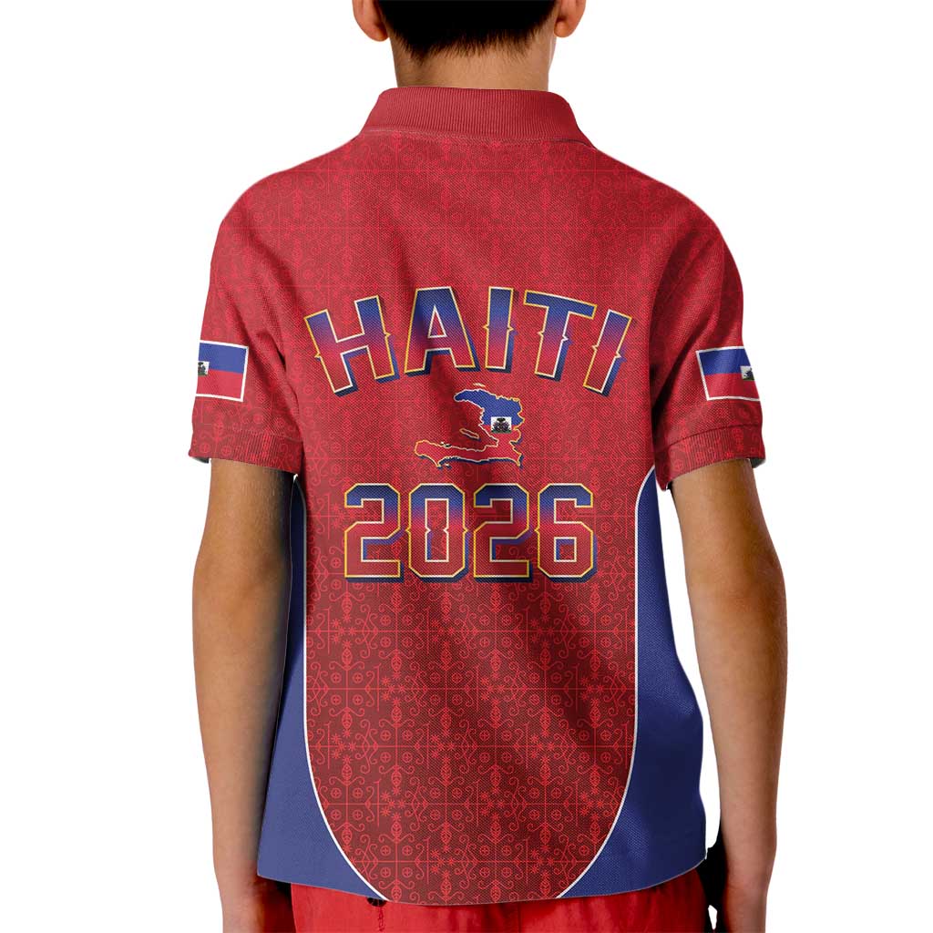 World Football Haiti 2026 Kid Polo Shirt Haiti est de Retour Red Voodoo Veve Spirits - Wonder Print Shop