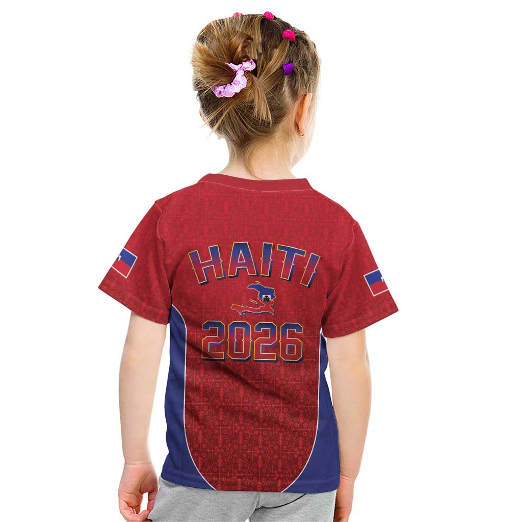 World Football Haiti 2026 Kid T Shirt Haiti est de Retour Red Voodoo Veve Spirits - Wonder Print Shop