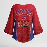 World Football Haiti 2026 Kimono Sleeve Blouse Haiti est de Retour Red Voodoo Veve Spirits - Wonder Print Shop