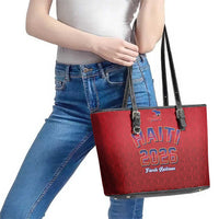 World Football Haiti 2026 Leather Tote Bag Haiti est de Retour Red Voodoo Veve Spirits - Wonder Print Shop