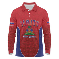 World Football Haiti 2026 Long Sleeve Polo Shirt Haiti est de Retour Red Voodoo Veve Spirits - Wonder Print Shop
